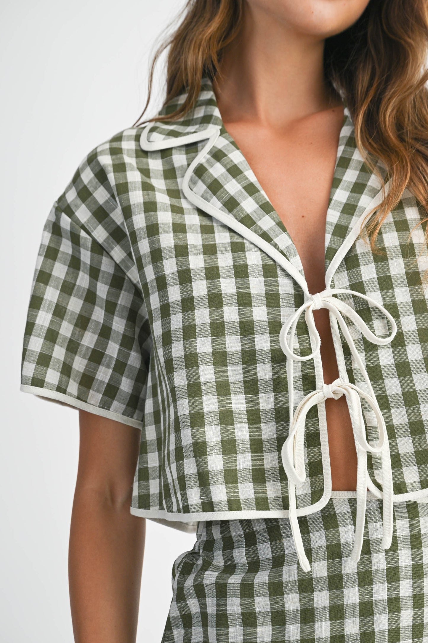 Wren Gingham Front Tie Top