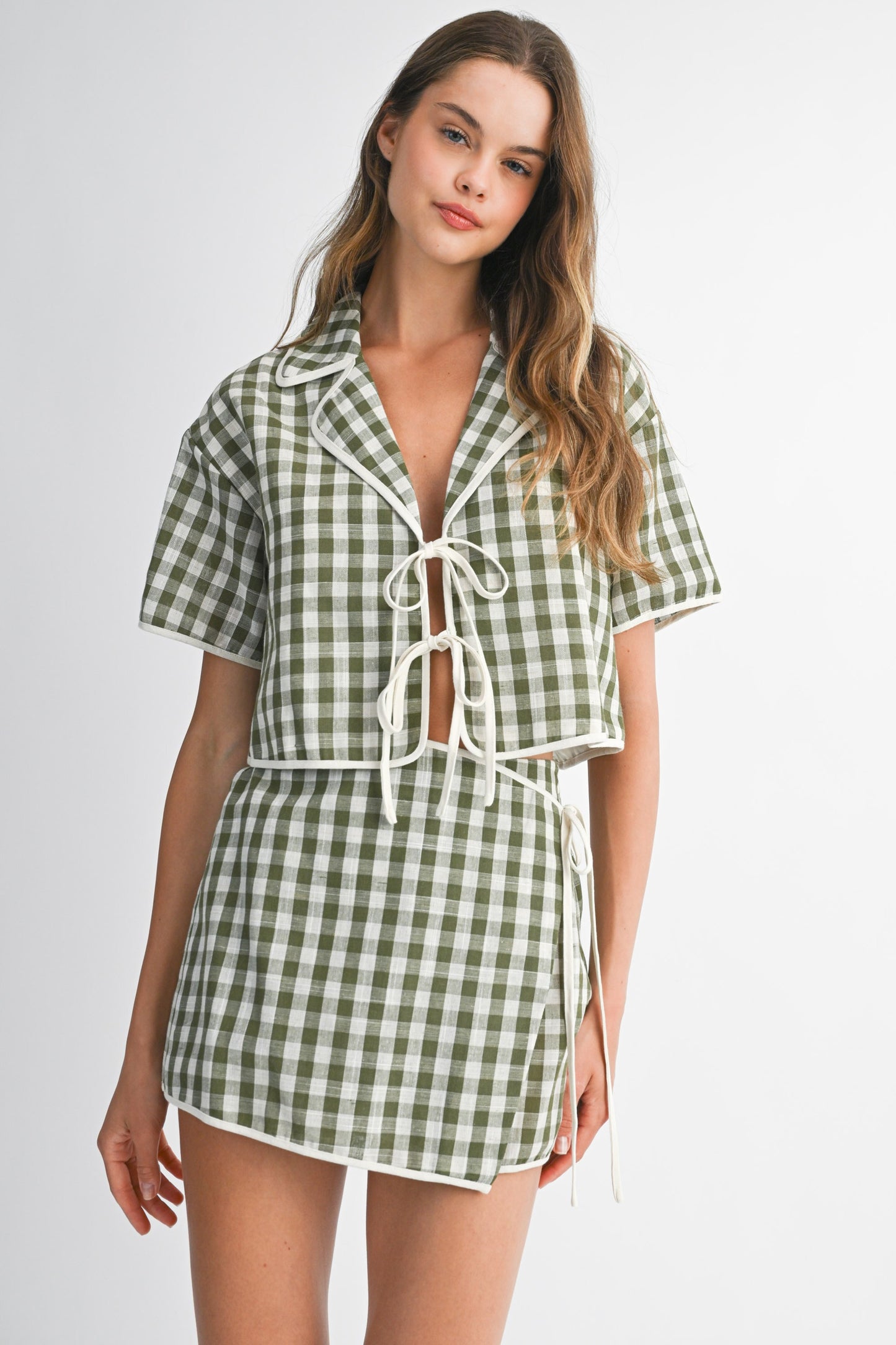 Wren Gingham Front Tie Top