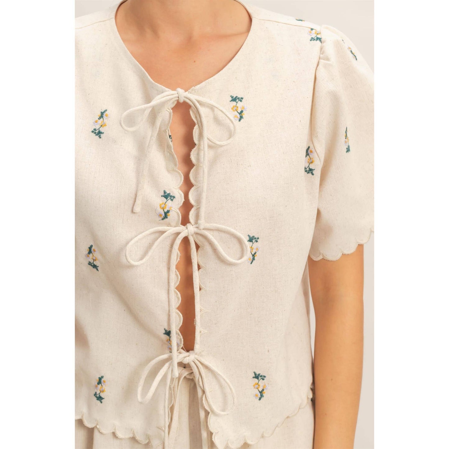 Magnolia Tie Front Top