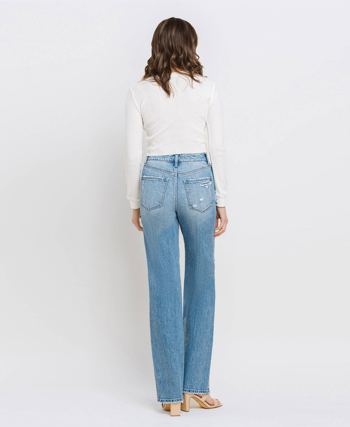 Leona Super High Rise Distressed Straight Jean