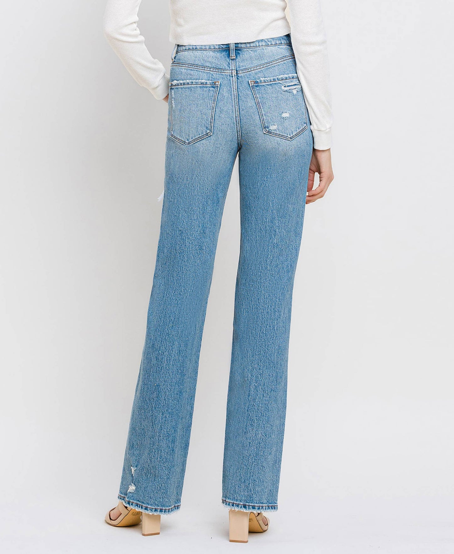 Leona Super High Rise Distressed Straight Jean