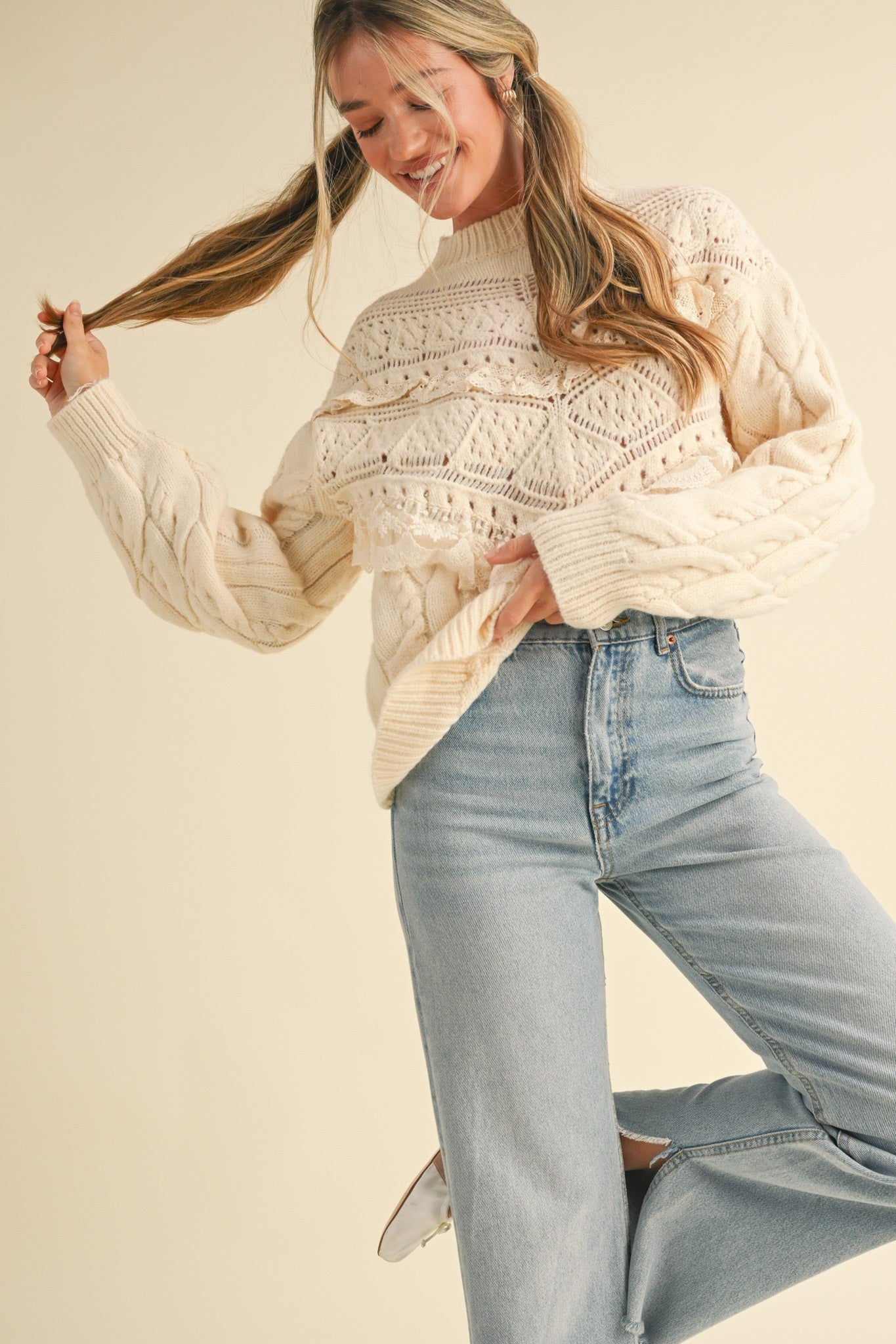 Maisie Lace Trim Sweater