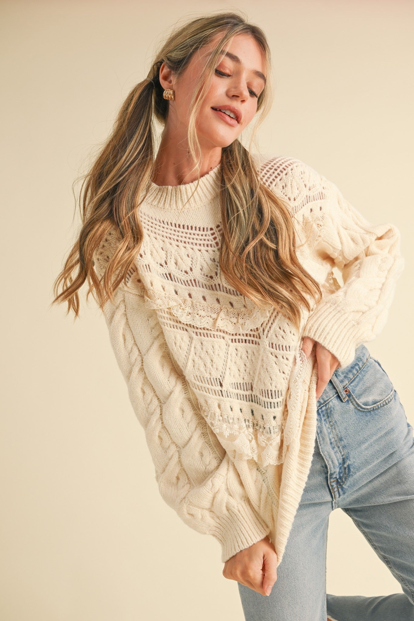 Maisie Lace Trim Sweater