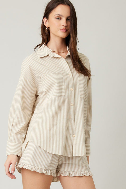 Ashley Striped Button Down Top