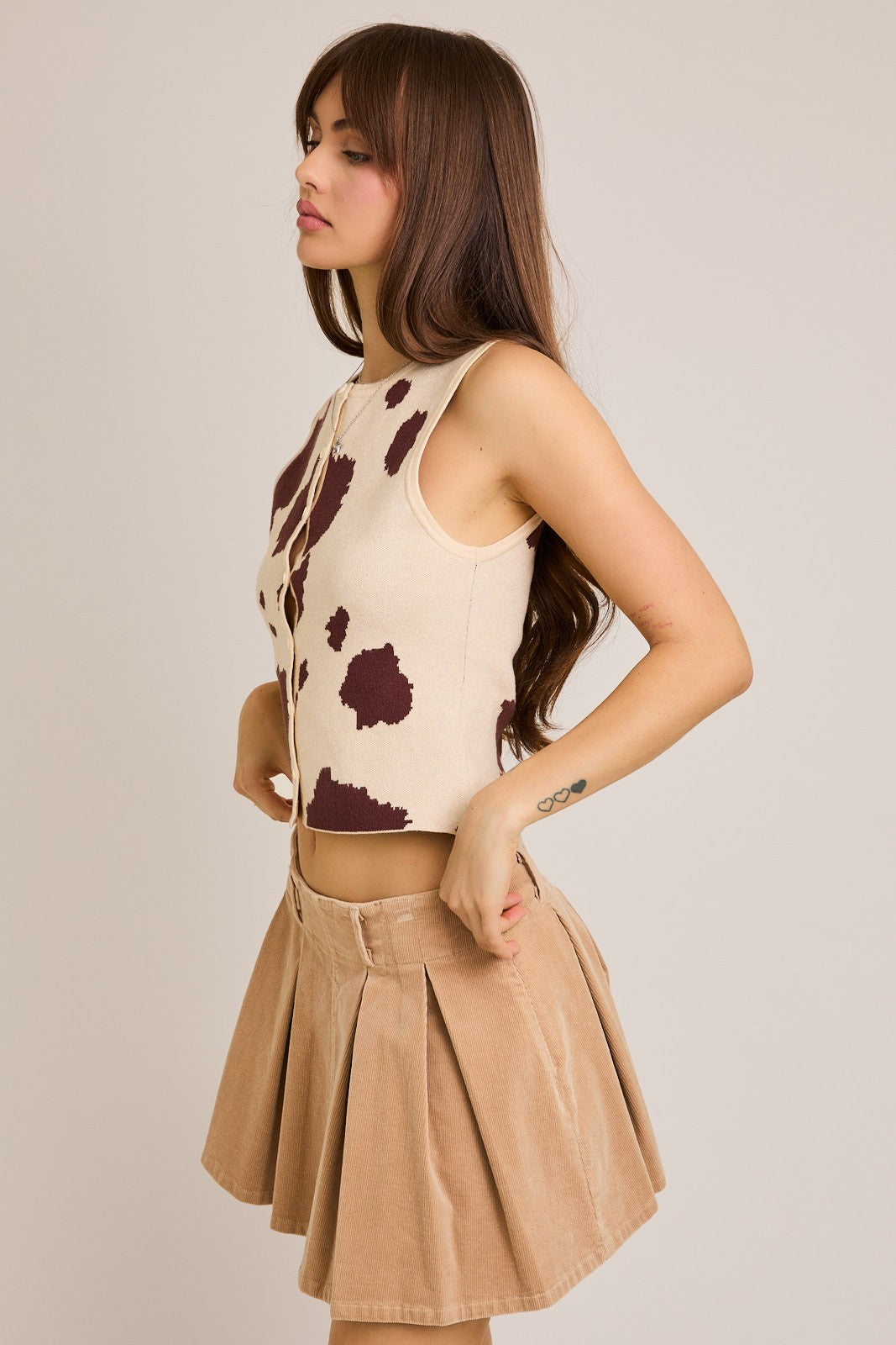 Dylan Cow Print Sweater Top