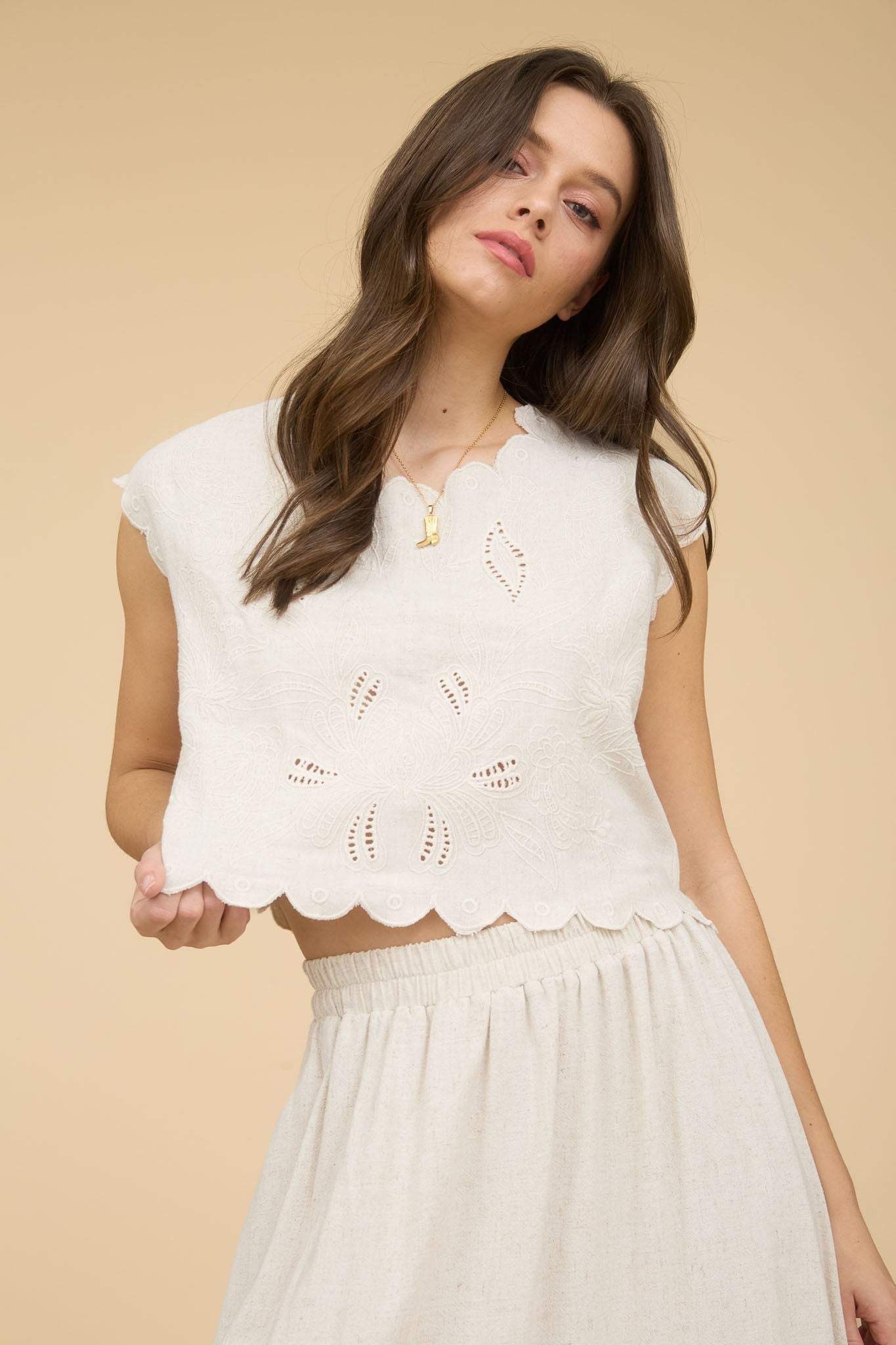 Mimi Scalloped Top