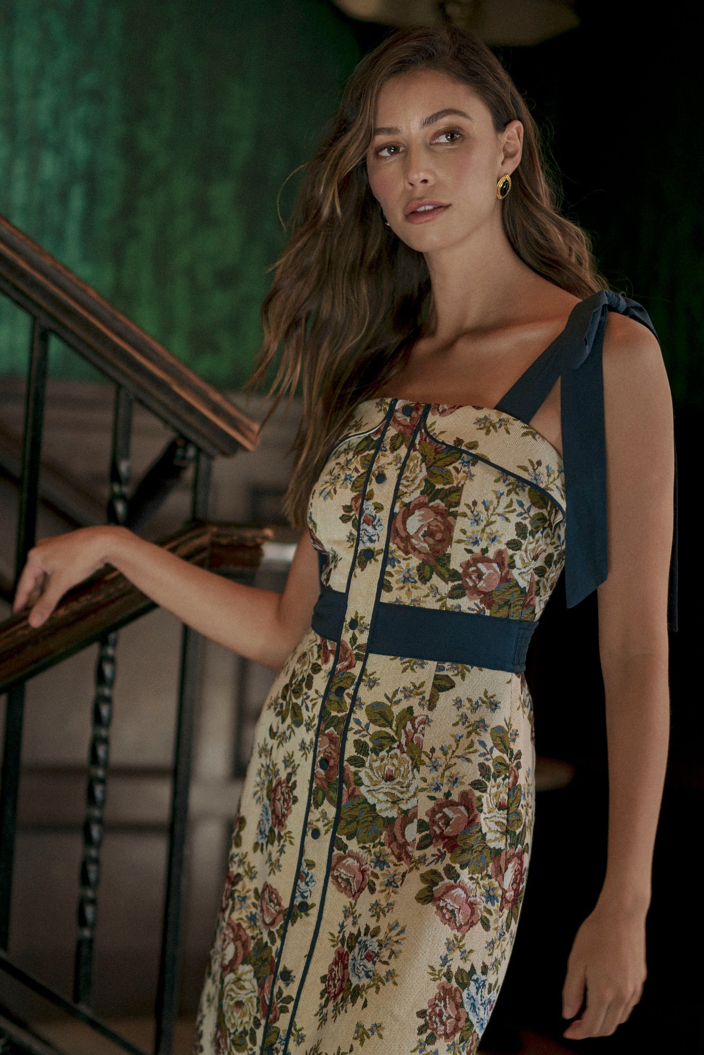 Navi Floral Midi Dress
