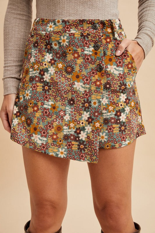 Royce Corduroy Wrap Skort