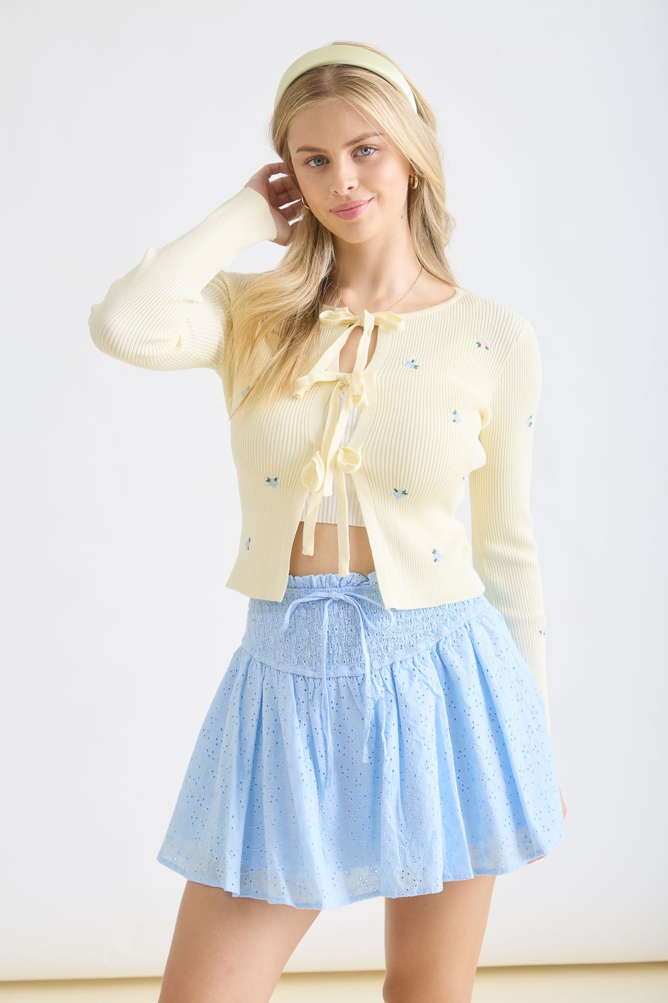 Belle Floral Tie Knit Cardigan