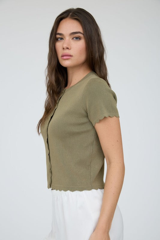 Parker Scalloped Hem Cardigan