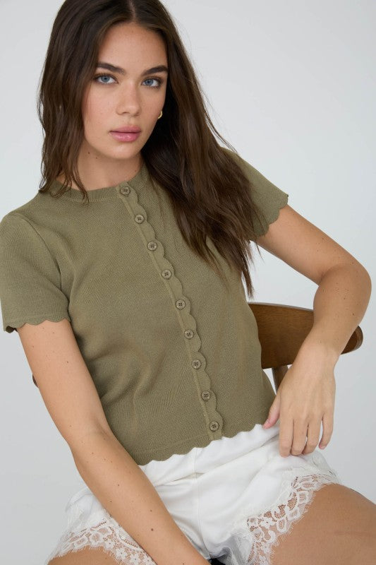 Parker Scalloped Hem Cardigan