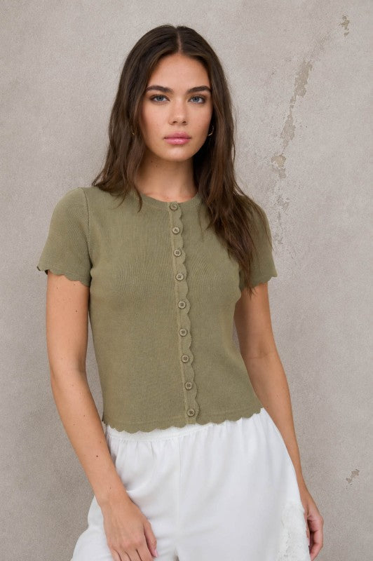Parker Scalloped Hem Cardigan