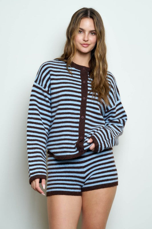 Megan Striped Cozy Cardigan
