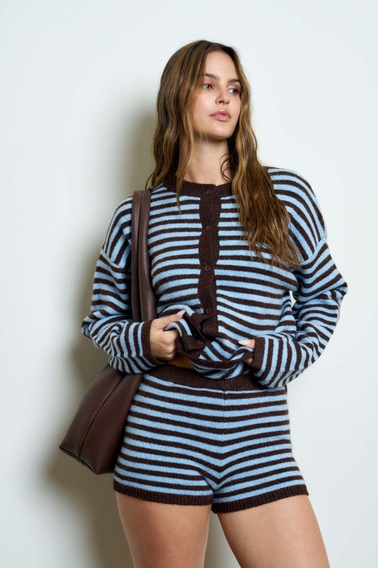 Megan Striped Cozy Cardigan