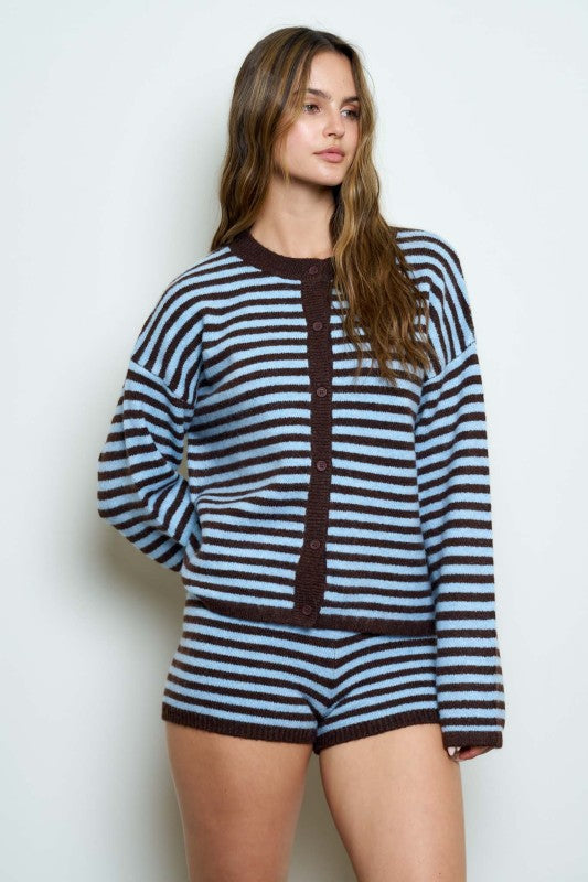 Megan Striped Cozy Cardigan
