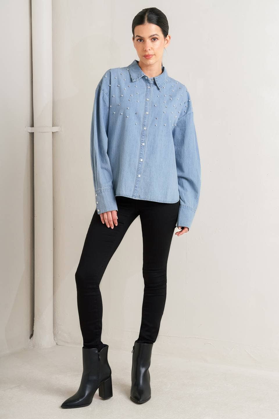 Lexie Embellished Chambray Shirt