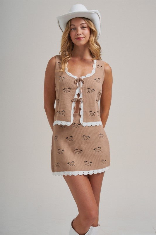 Wild Horses Embroidered Skirt