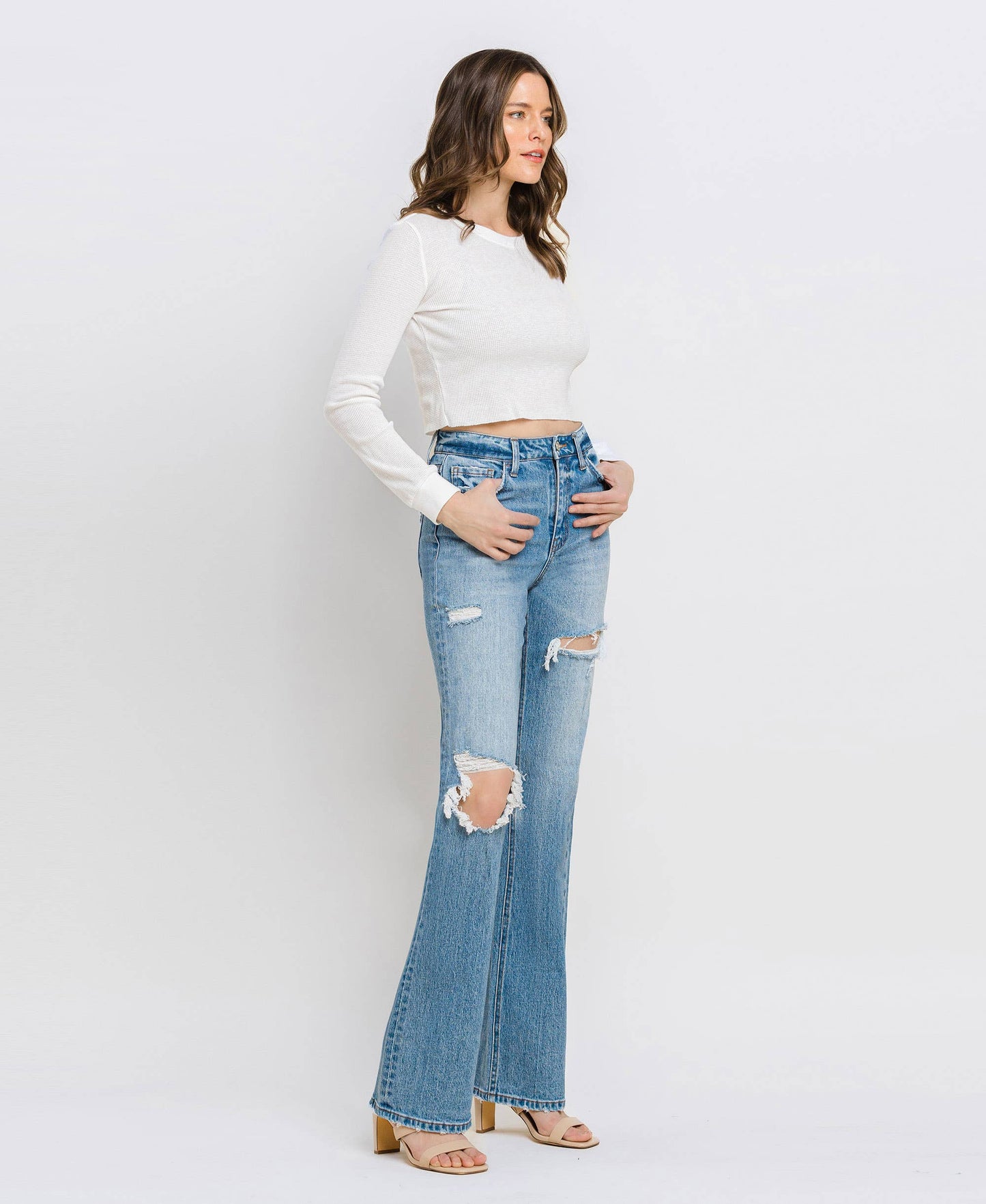 Leona Super High Rise Distressed Straight Jean