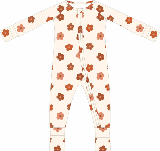 Fall Florals Zip Up Onesie
