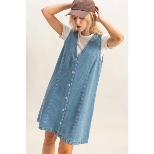 Tillie Button-Front Denim Dress
