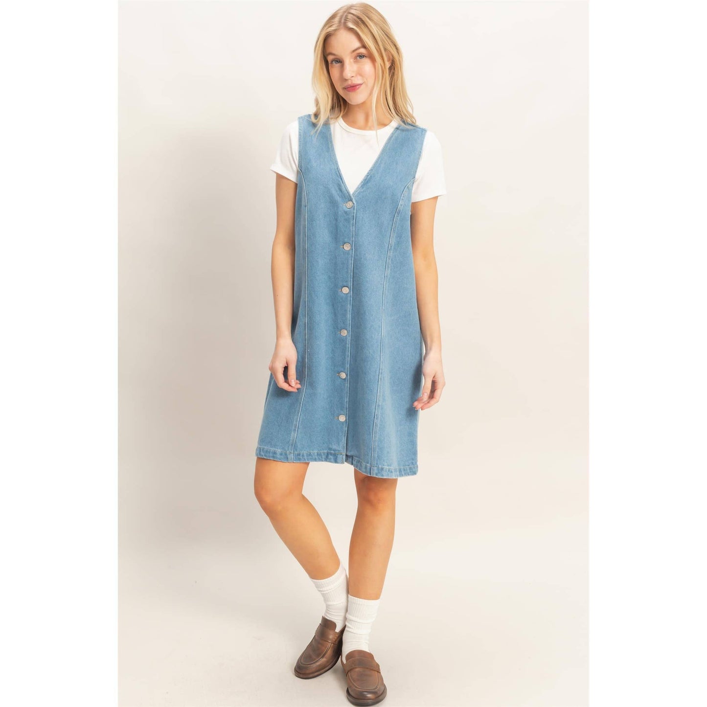 Tillie Button-Front Denim Dress
