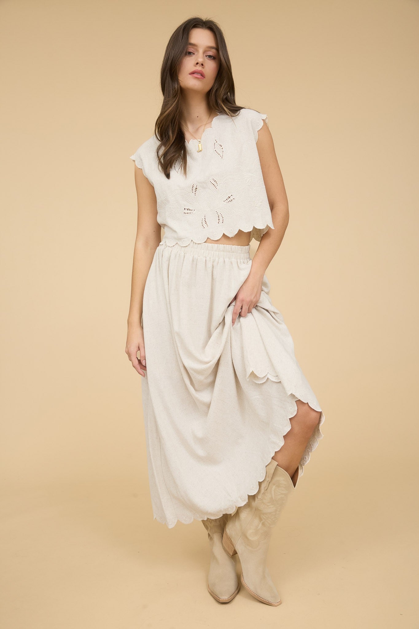 Mimi Scalloped Top