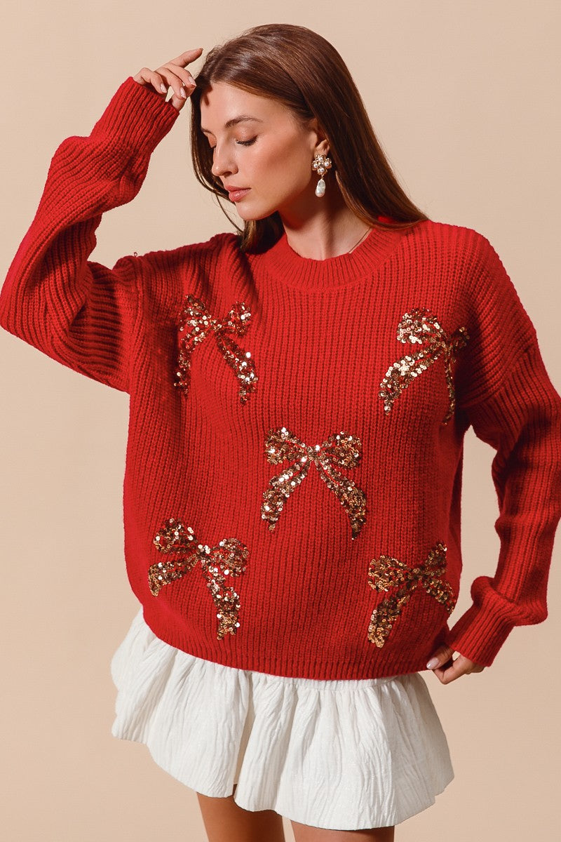 Caroline Sequin Bow Sweater