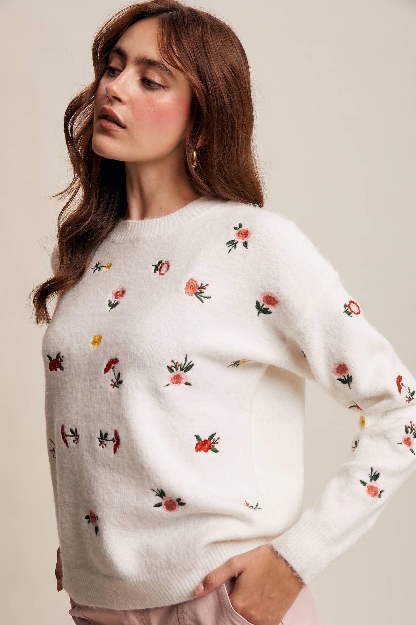 Emmie Floral Embroidered Knit Sweater