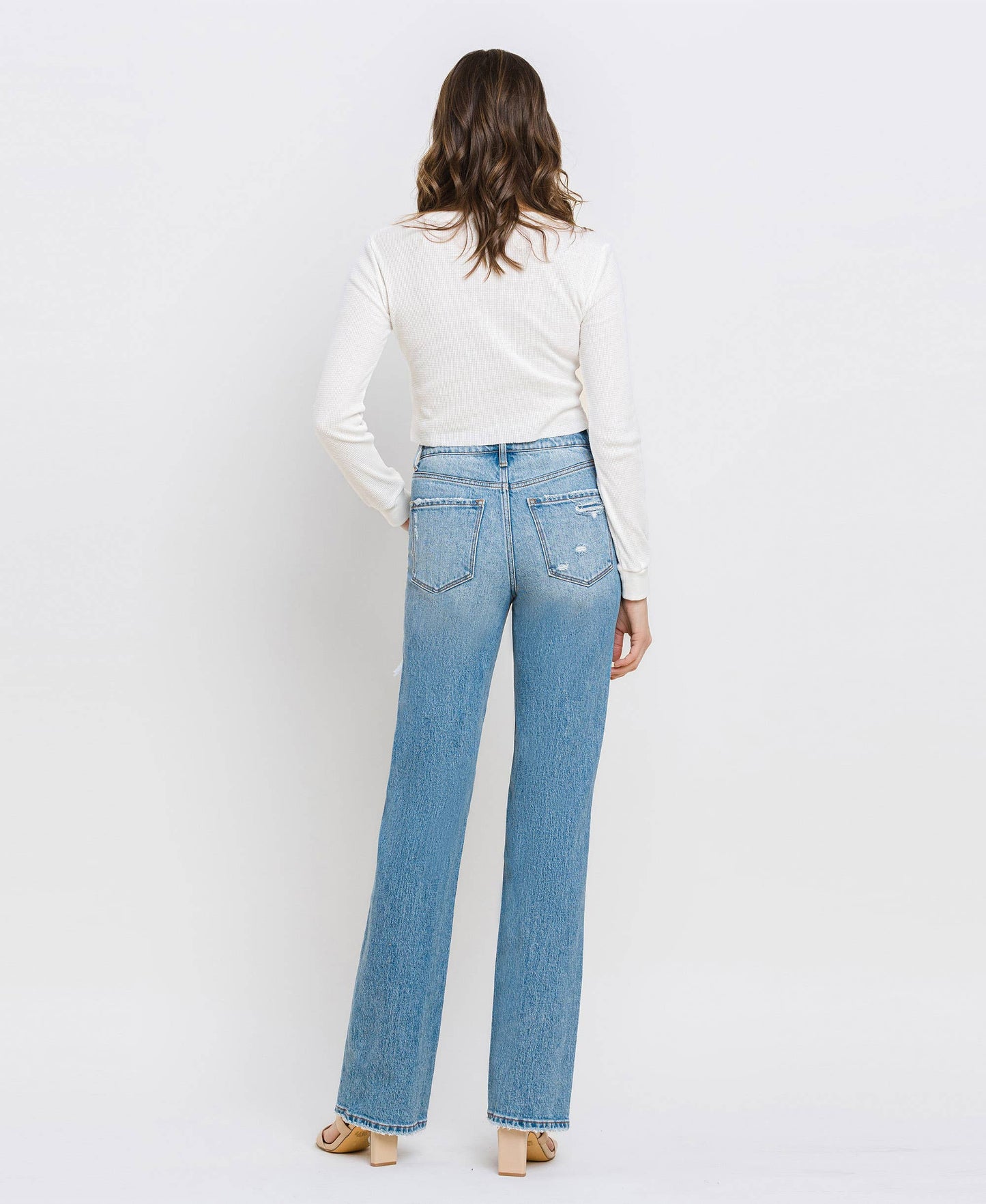 Leona Super High Rise Distressed Straight Jean