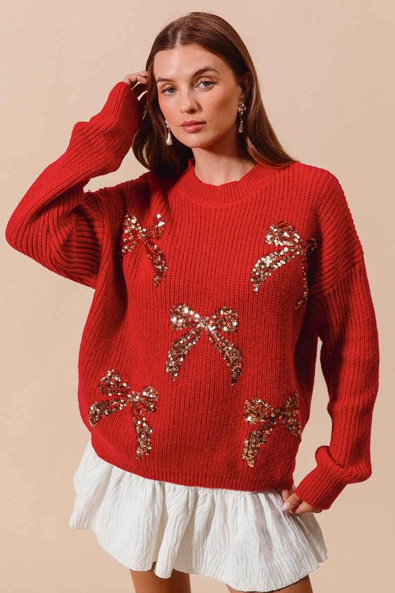 Caroline Sequin Bow Sweater