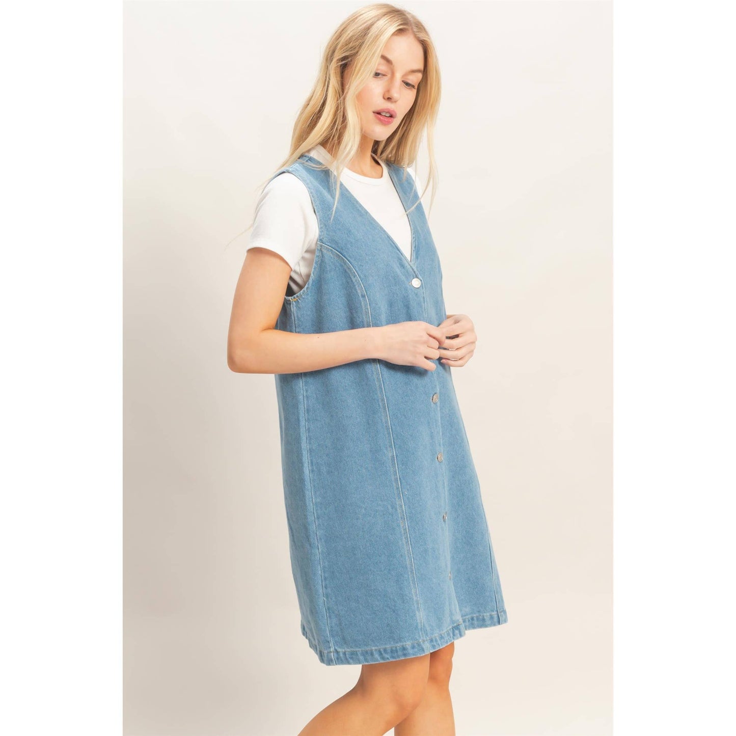 Tillie Button-Front Denim Dress