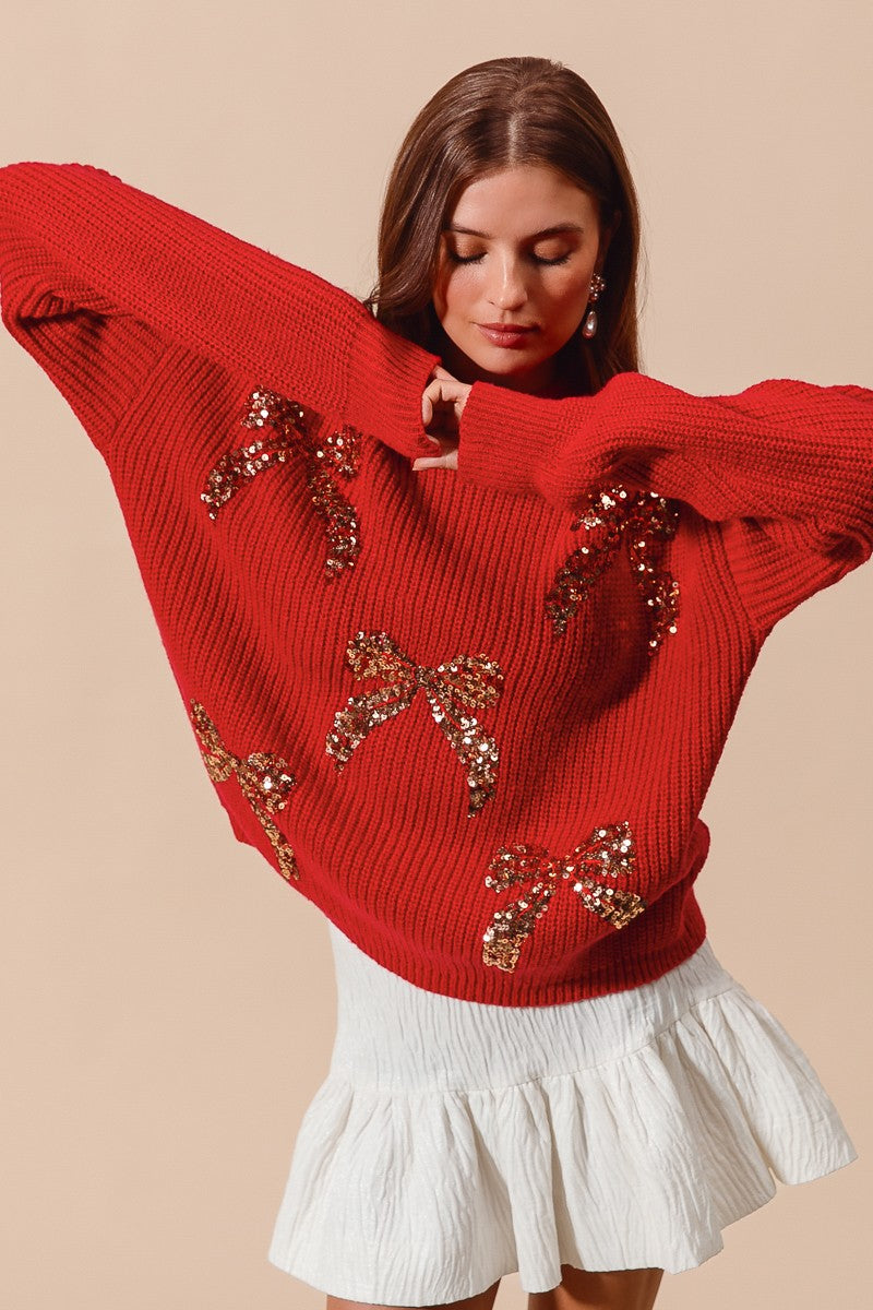 Caroline Sequin Bow Sweater