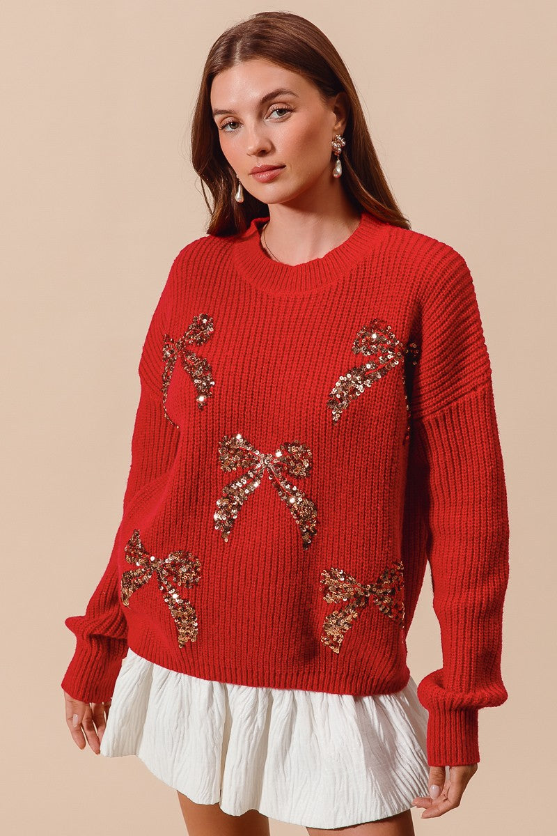 Caroline Sequin Bow Sweater
