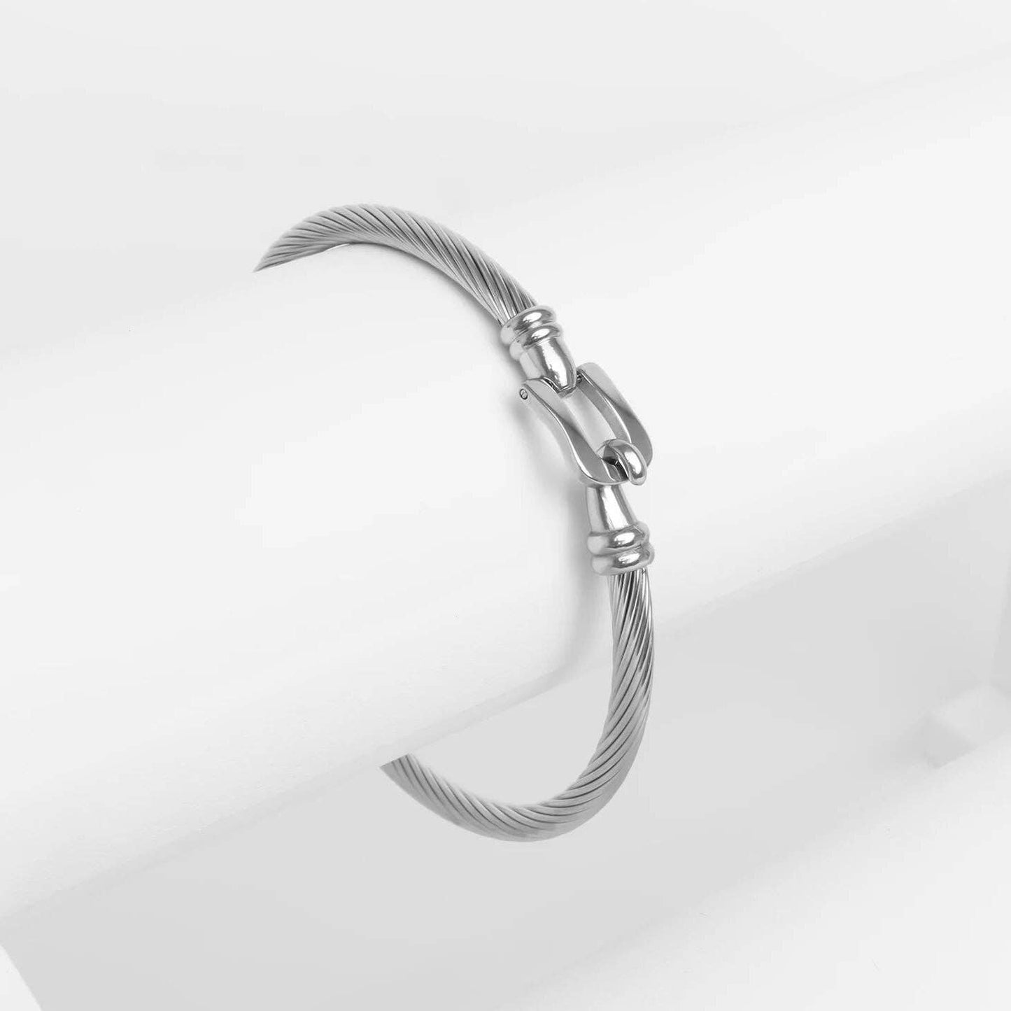 Khari Stainless Steel Buckle Clasp Bangle Bracelet