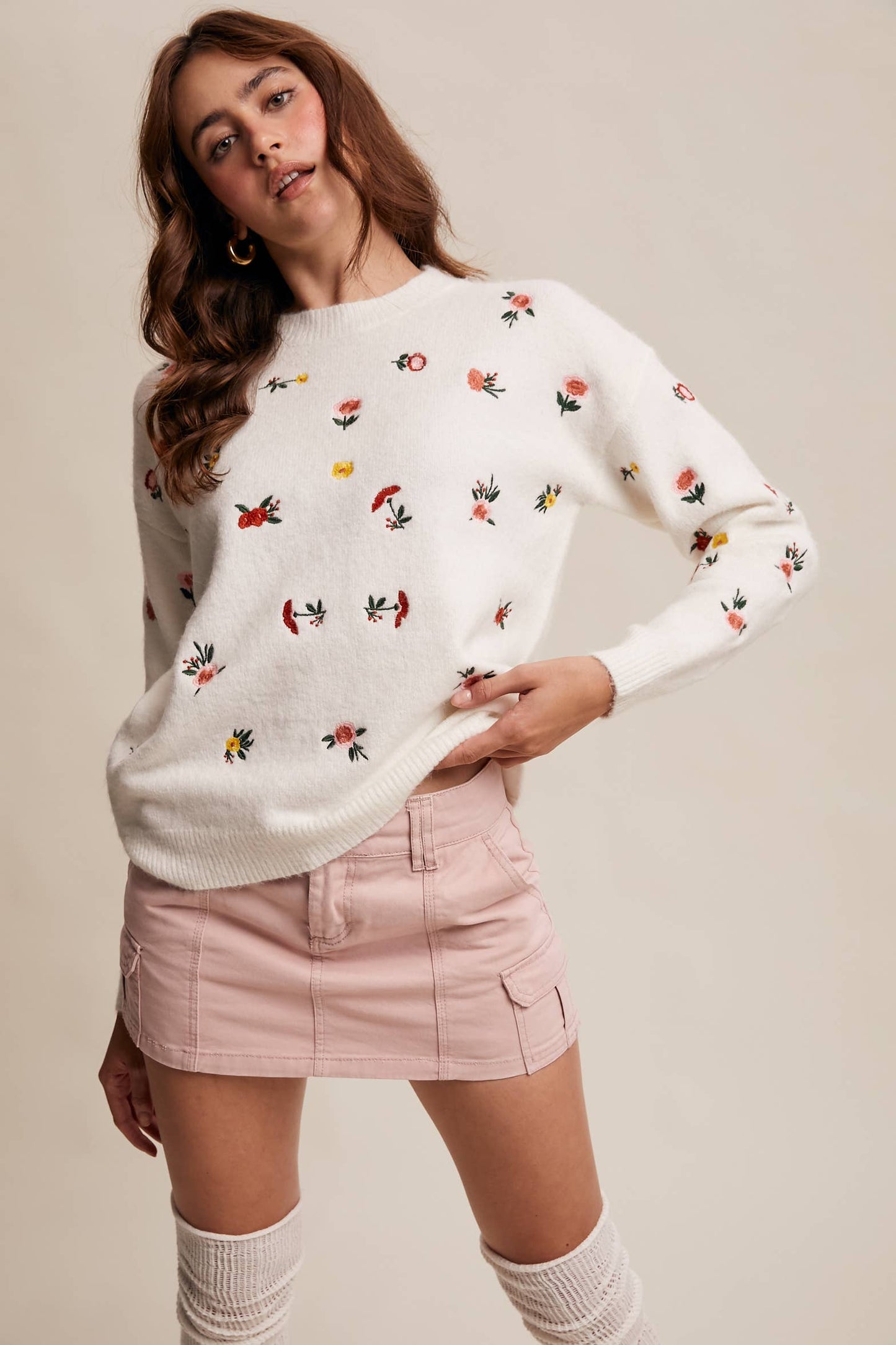 Emmie Floral Embroidered Knit Sweater