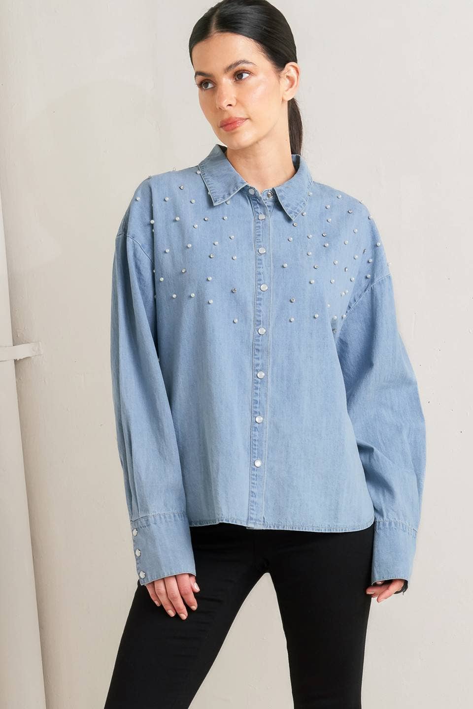 Lexie Embellished Chambray Shirt