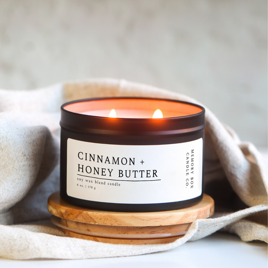 Cinnamon + Honey Butter - 6 oz. Matte Black Soy Candle Tin