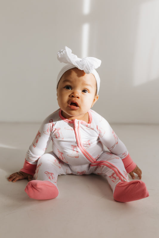 Boots and Bows Zip Up Onesie