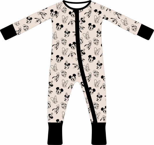 Vintage Mouse Zip Up Onesie