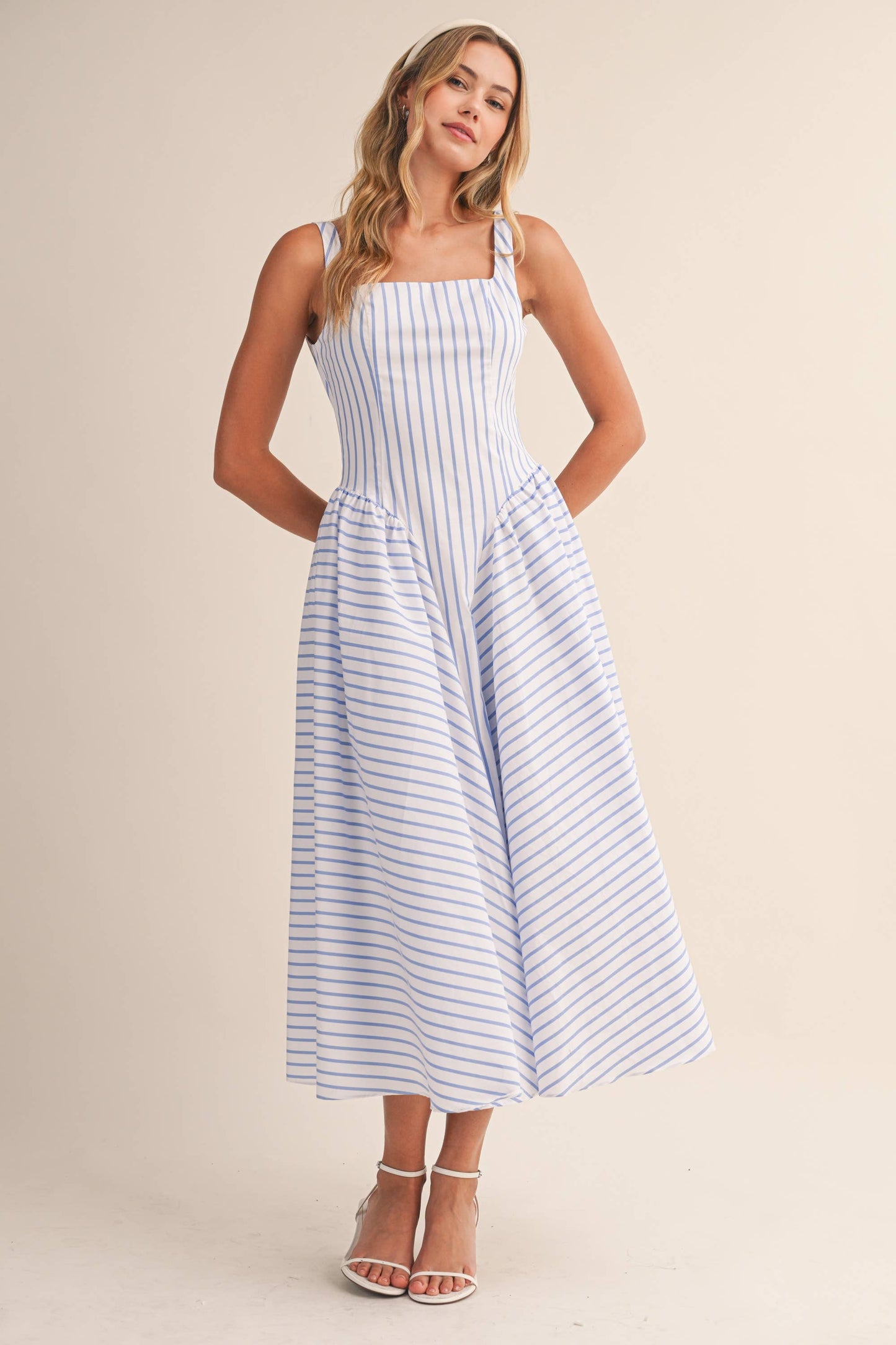 Audrey Striped Flared Midi Dress