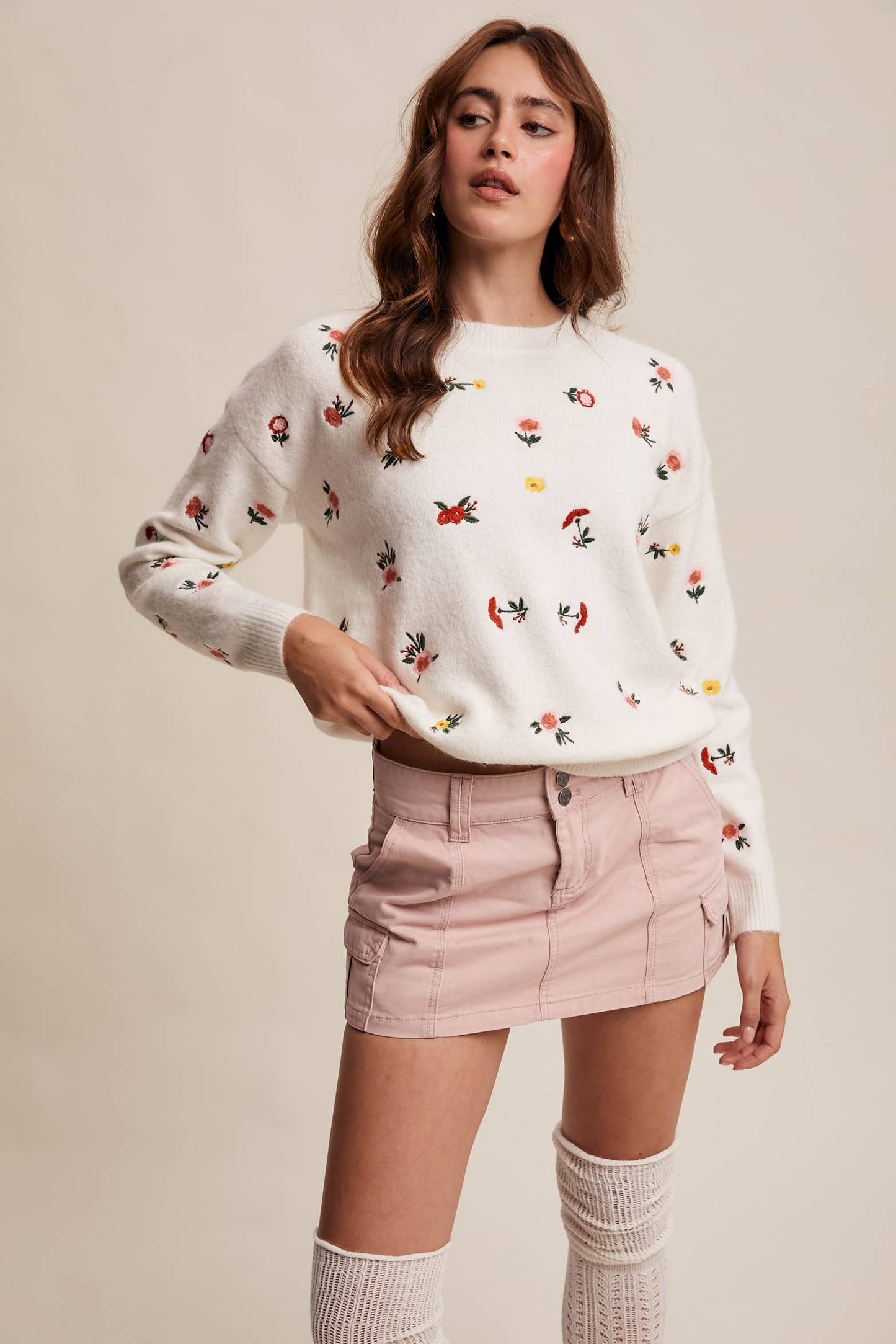 Emmie Floral Embroidered Knit Sweater