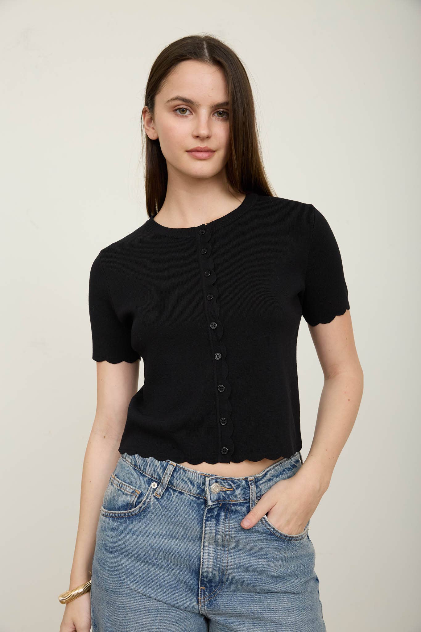 Parker Scalloped Hem Cardigan
