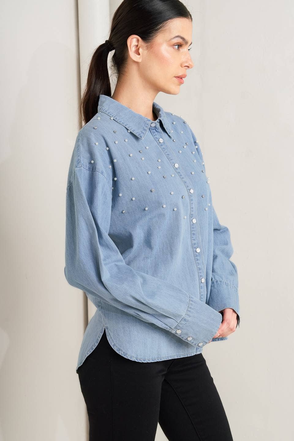 Lexie Embellished Chambray Shirt