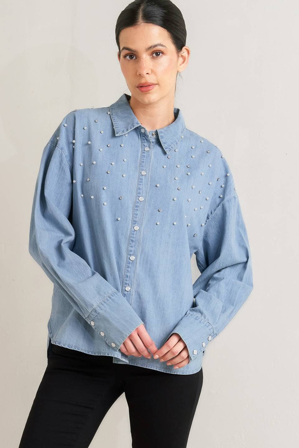 Lexie Embellished Chambray Shirt