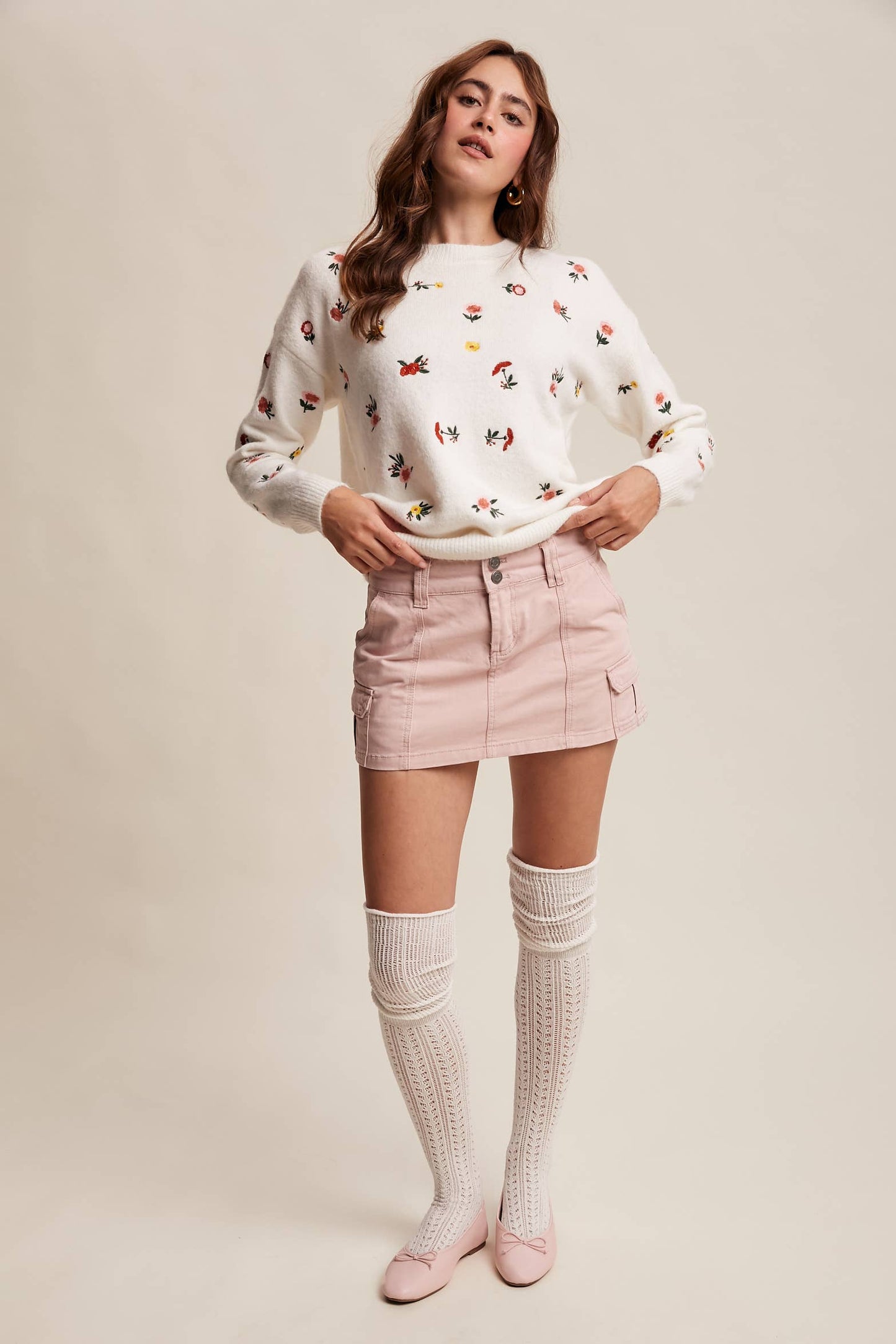 Emmie Floral Embroidered Knit Sweater