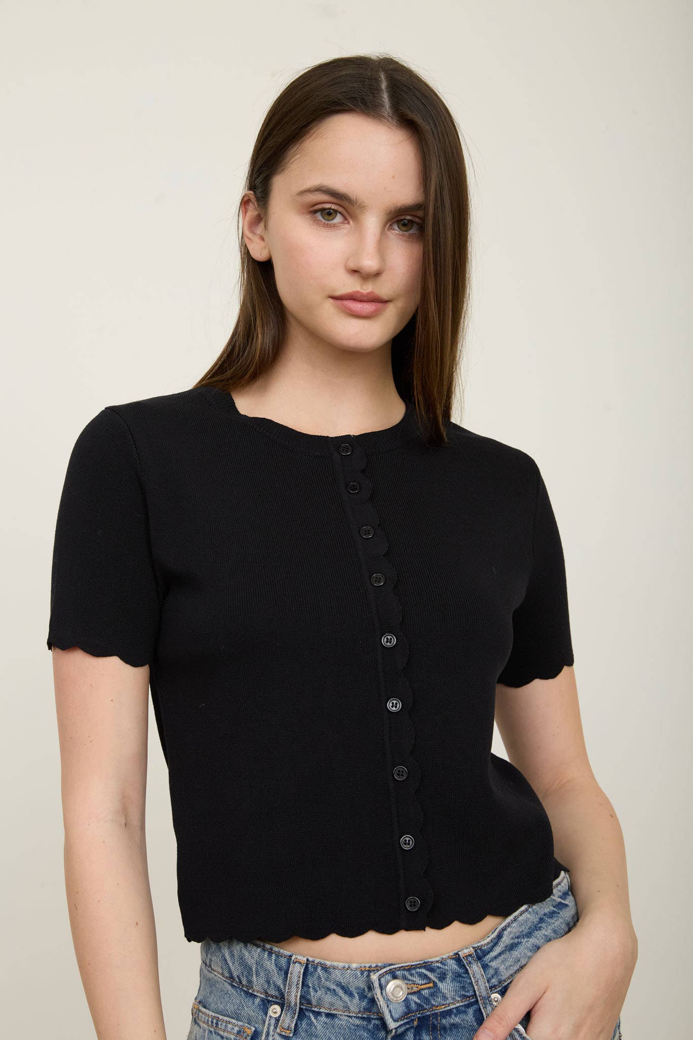 Parker Scalloped Hem Cardigan