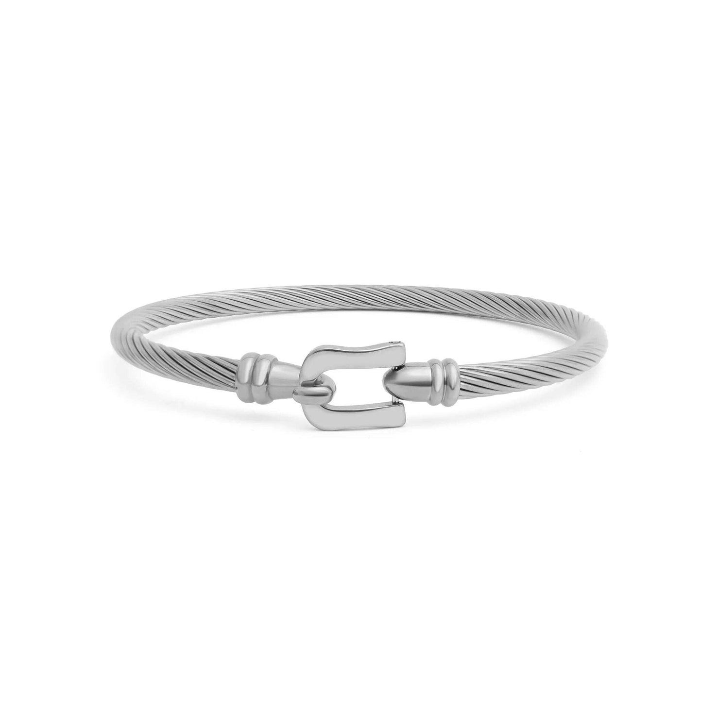 Khari Stainless Steel Buckle Clasp Bangle Bracelet