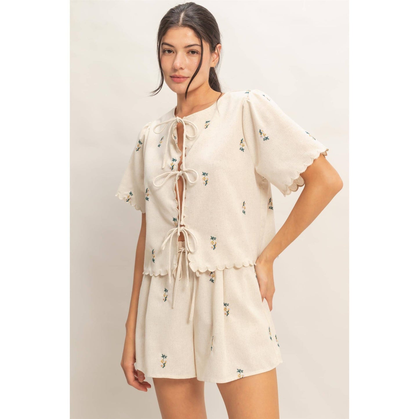 Magnolia Tie Front Top