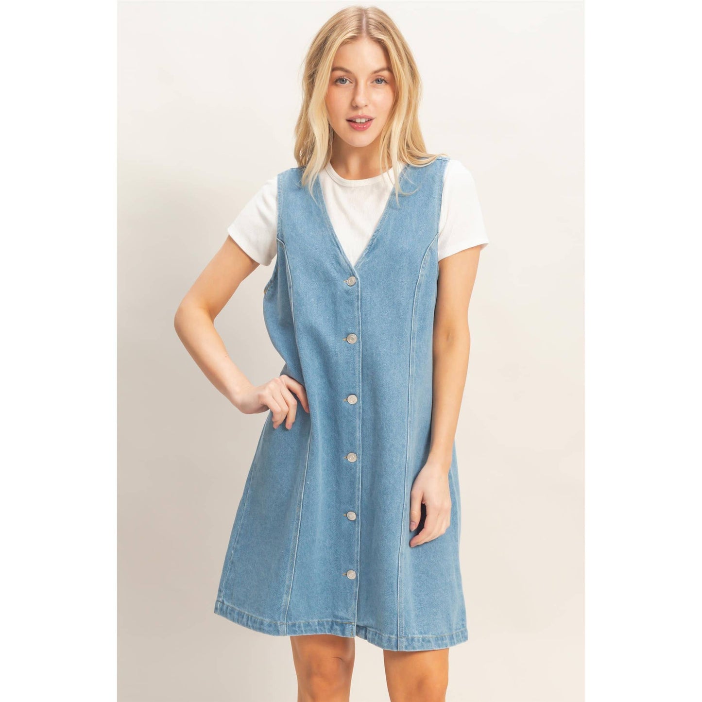 Tillie Button-Front Denim Dress