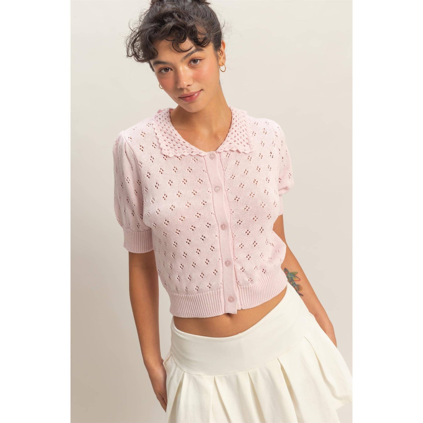 Poppy Button-Up Knit Top